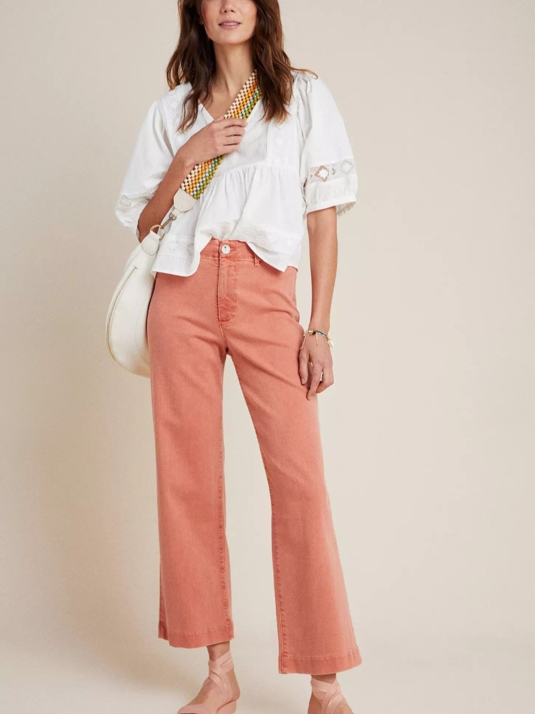 Paige Dusty Coral Wide-Leg Wome's Jeans Size 28
